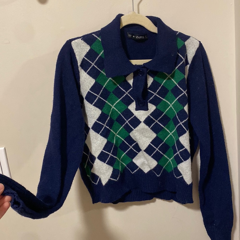 Plaid long sleeve collared shirt